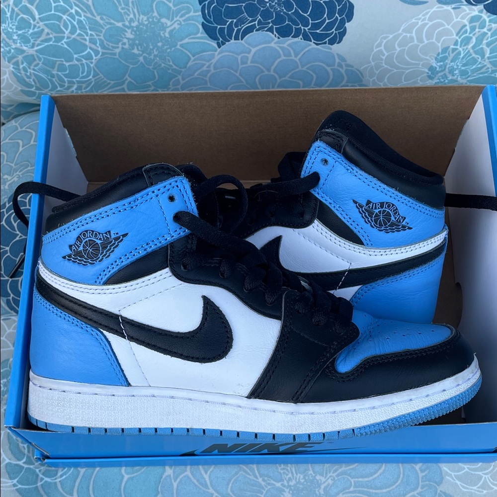 Nike Air Jordan High Tops in Blue, Black, and White